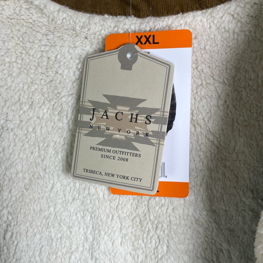 JACHS NEW XXL Sherpa Lined Wool Blend Plaid Shacket Jacket Brown/Gray - Picture 7 of 10